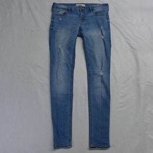 Hollister 5 Skinny Light‎ Wash Destroyed Stretch Denim Jeans